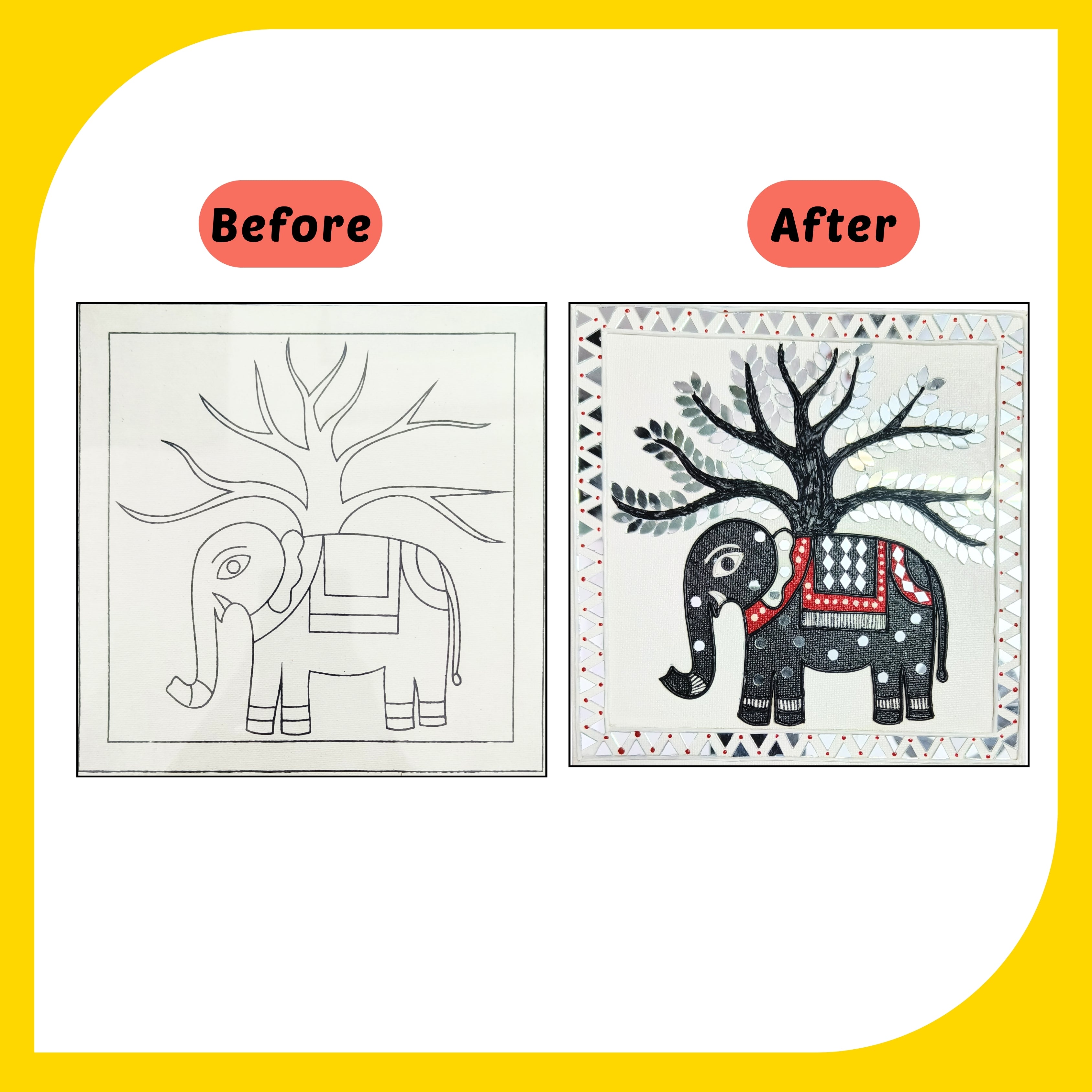 Madhubani Canvas Design 8 (8"*8")
