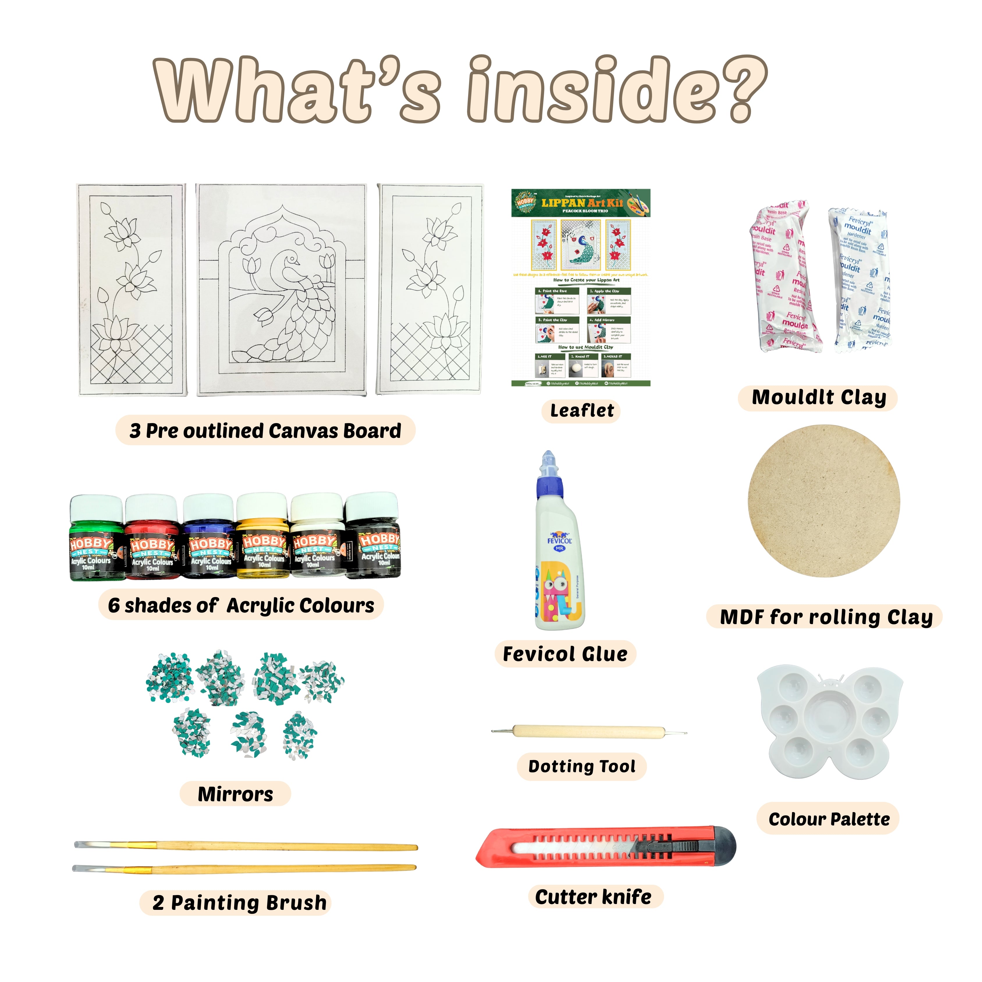 Lippan Art Kit - Peacock Bloom Trio Set