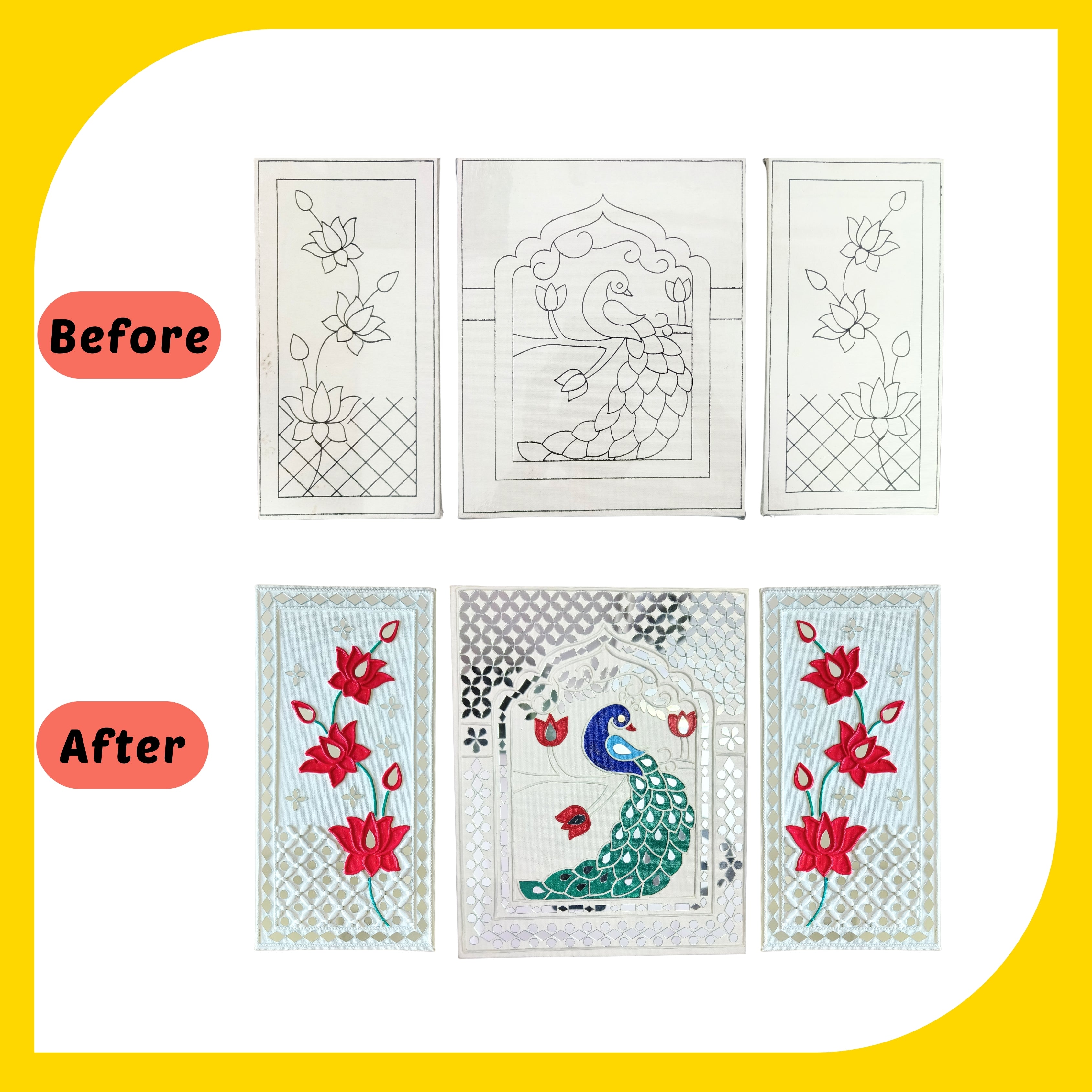 Lippan Art Kit - Peacock Bloom Trio Set