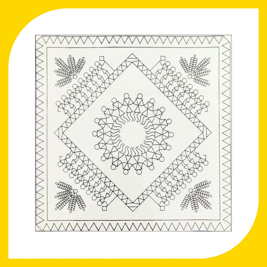 Warli  Canvas Design 3 (8"*8")