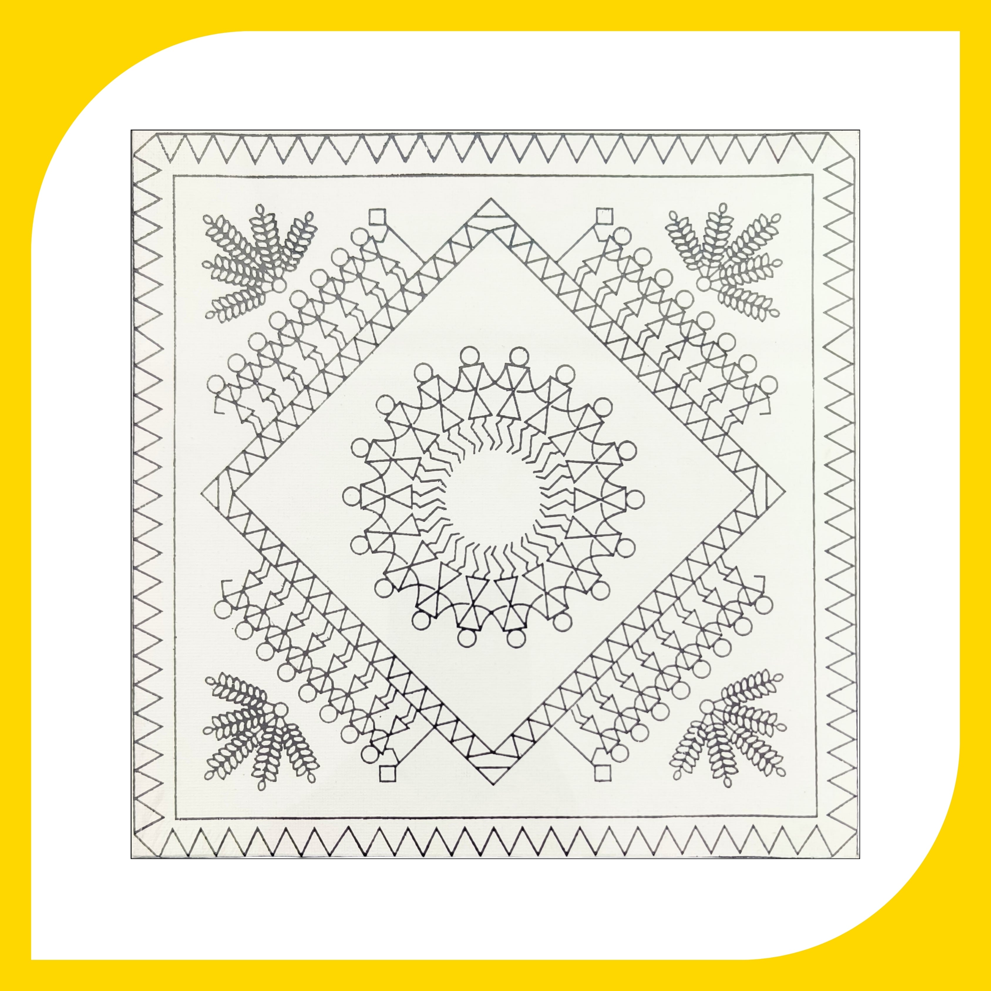 Warli  Canvas Design 3 (8"*8")