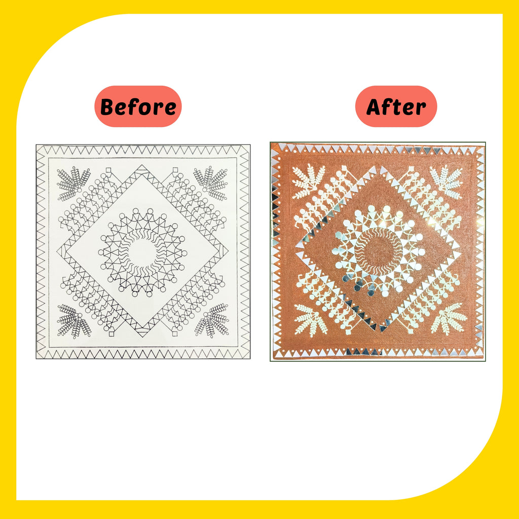 Warli  Canvas Design 3 (8"*8")
