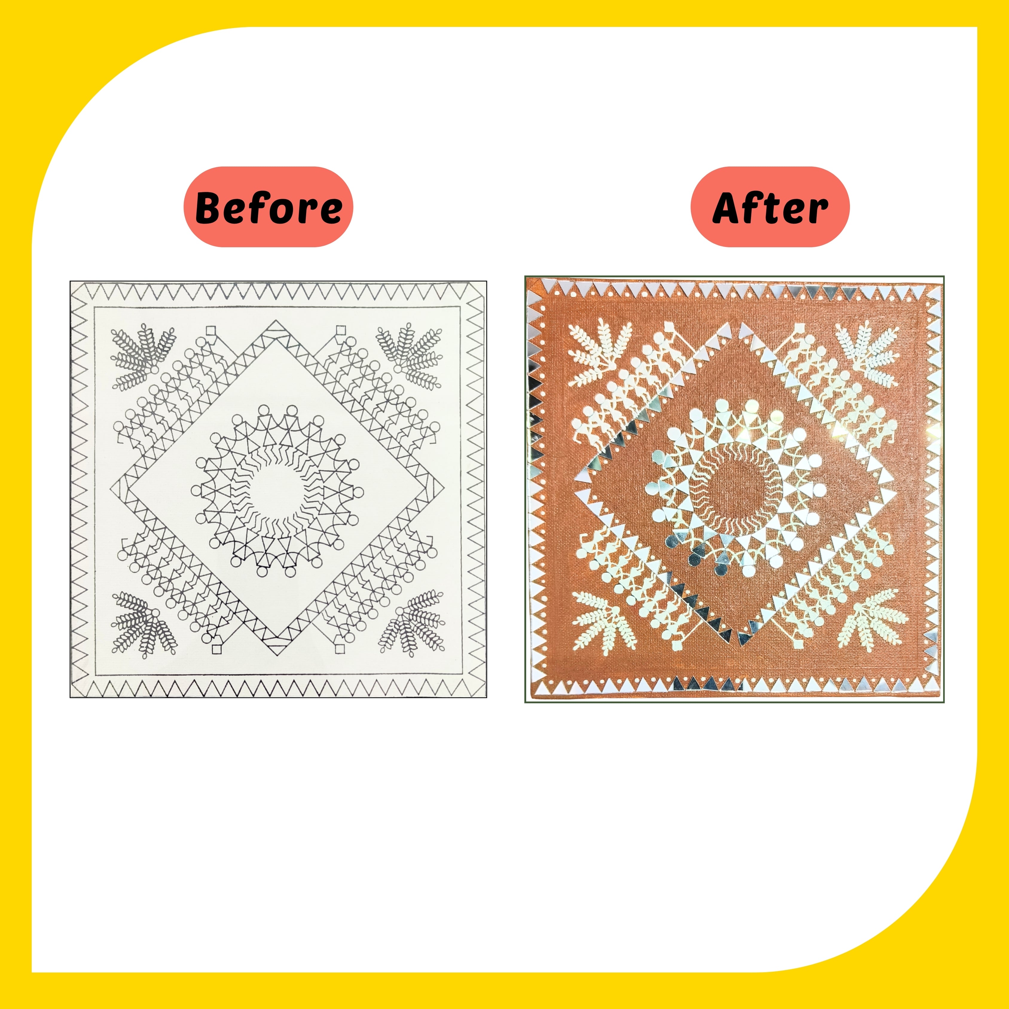 Warli  Canvas Design 3 (8"*8")