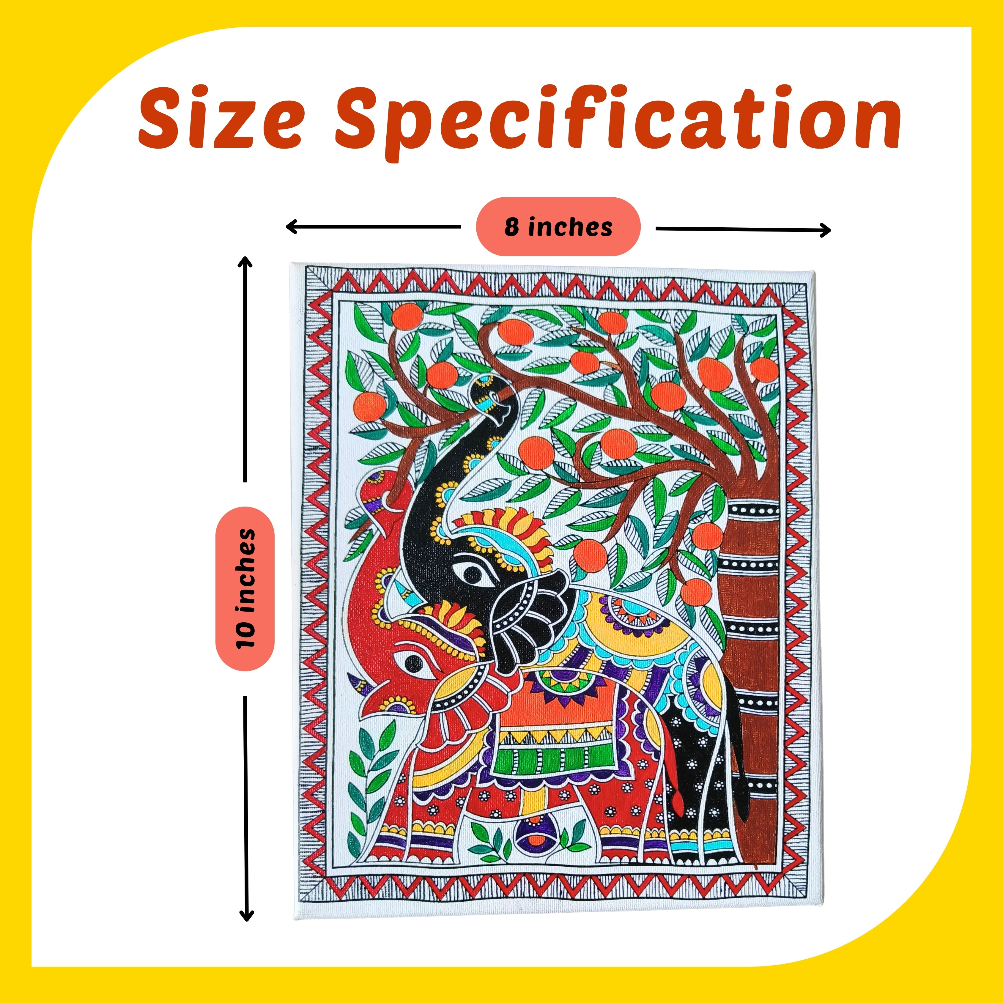 Madhubani Canvas Design 4 (8" *10")