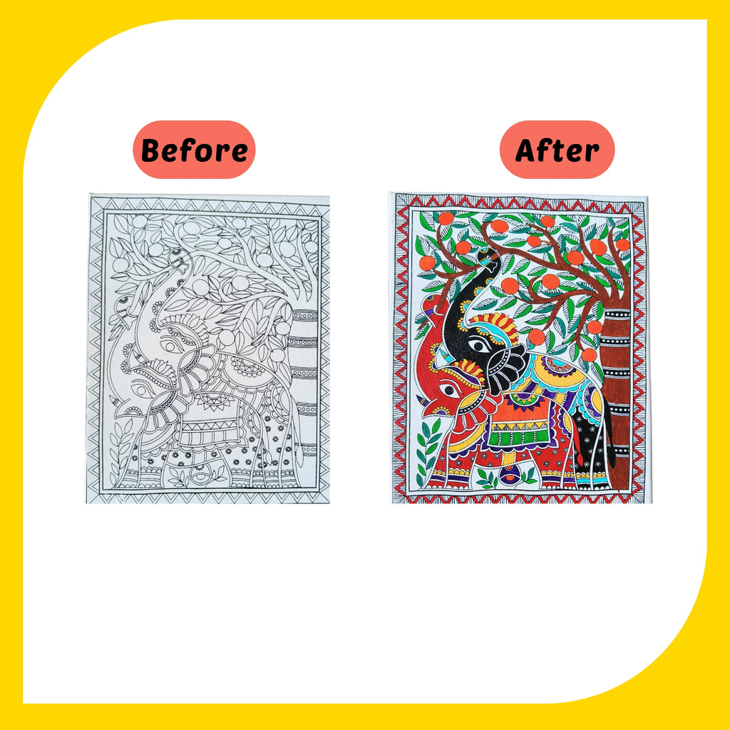 Madhubani Canvas Design 4 (8" *10")