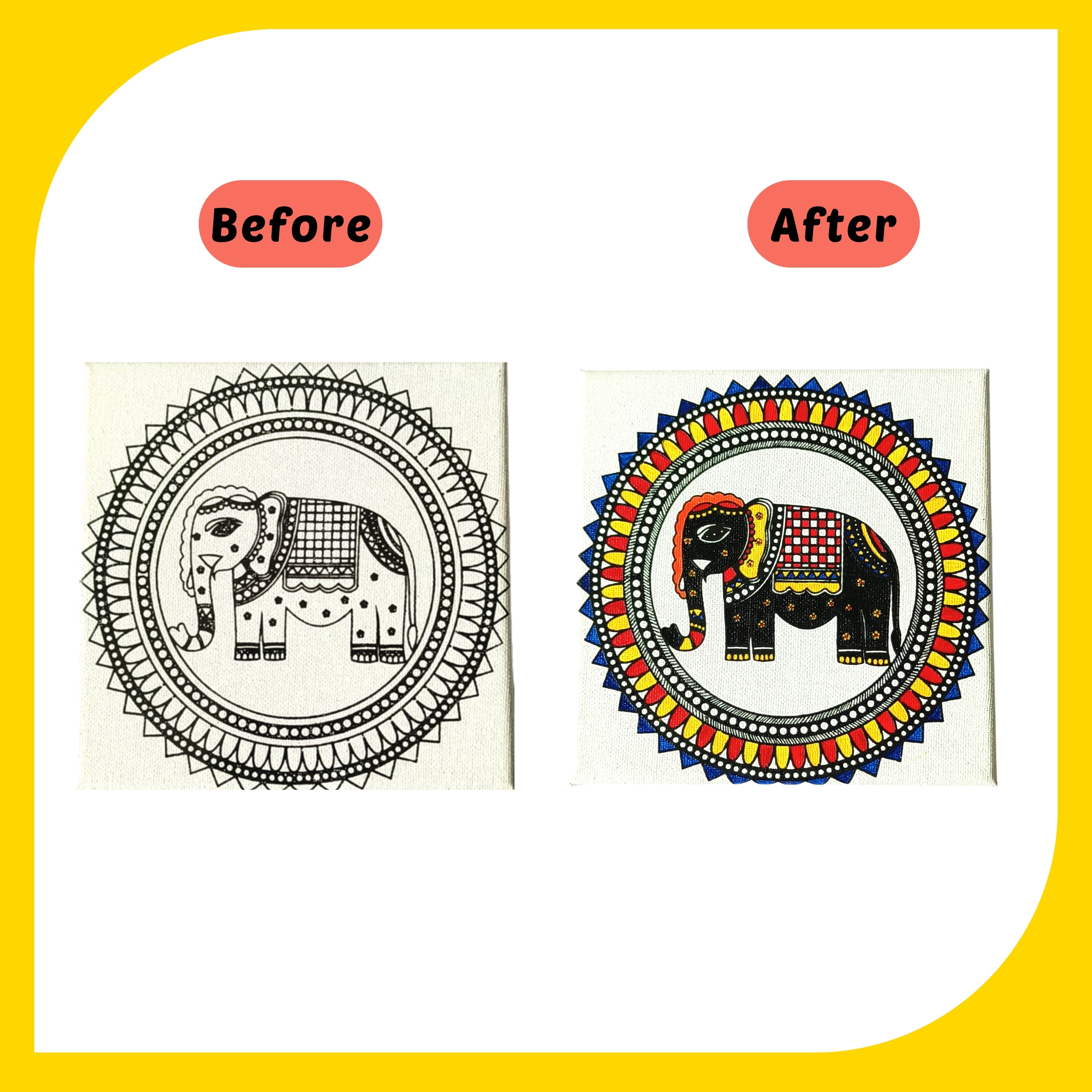 Madhubani Canvas Design 3 (6"*6")