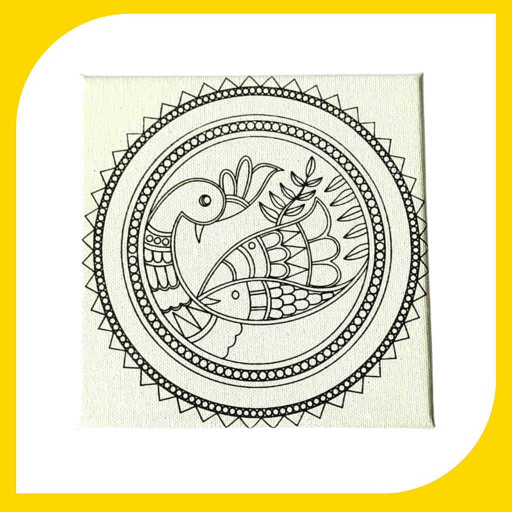 Madhubani Canvas Design 2 (6"*6")