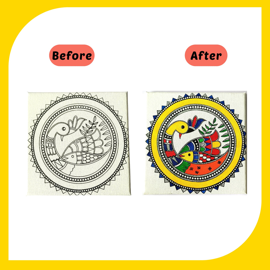 Madhubani Canvas Design 2 (6"*6")