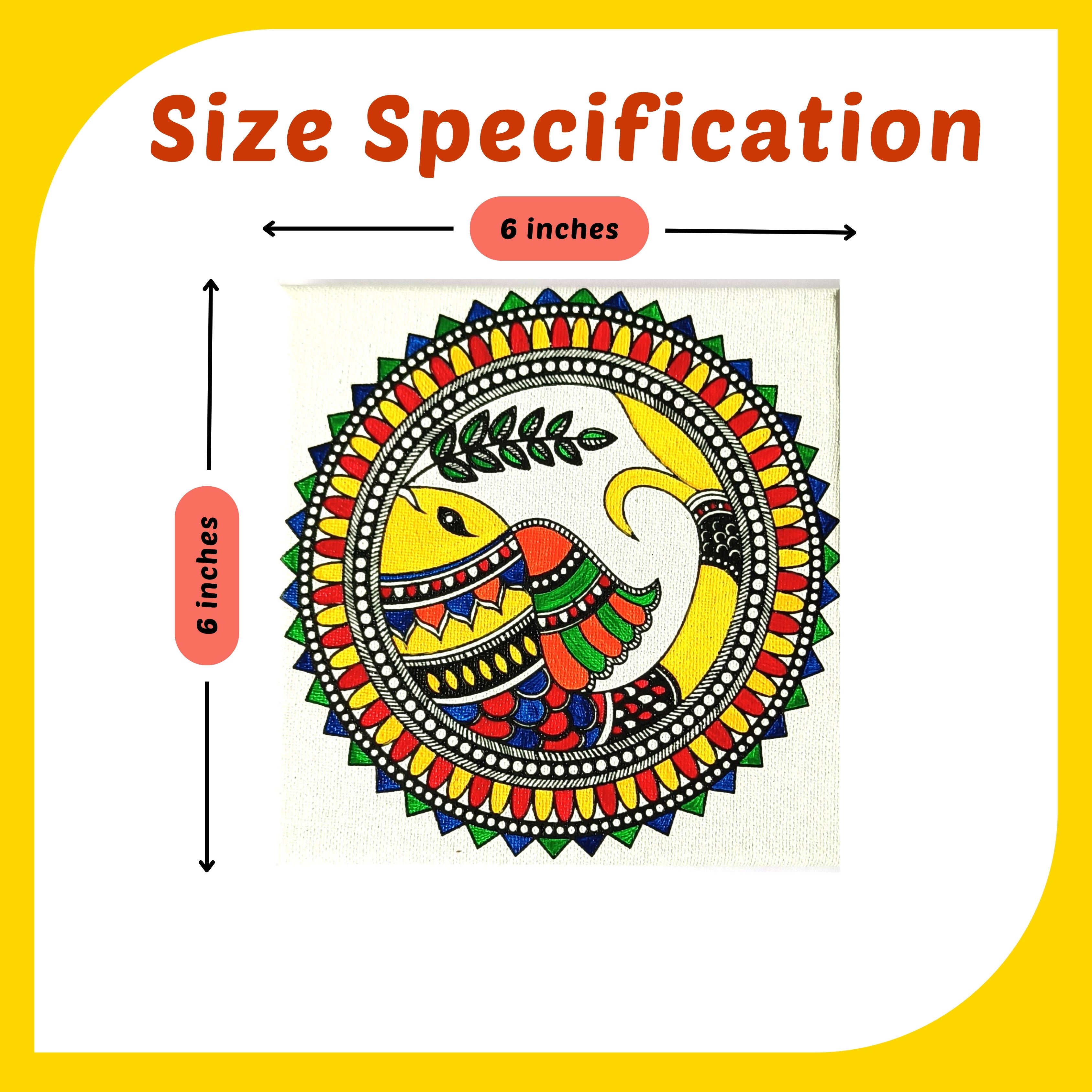 Madhubani Canvas Design 1 (6"*6")