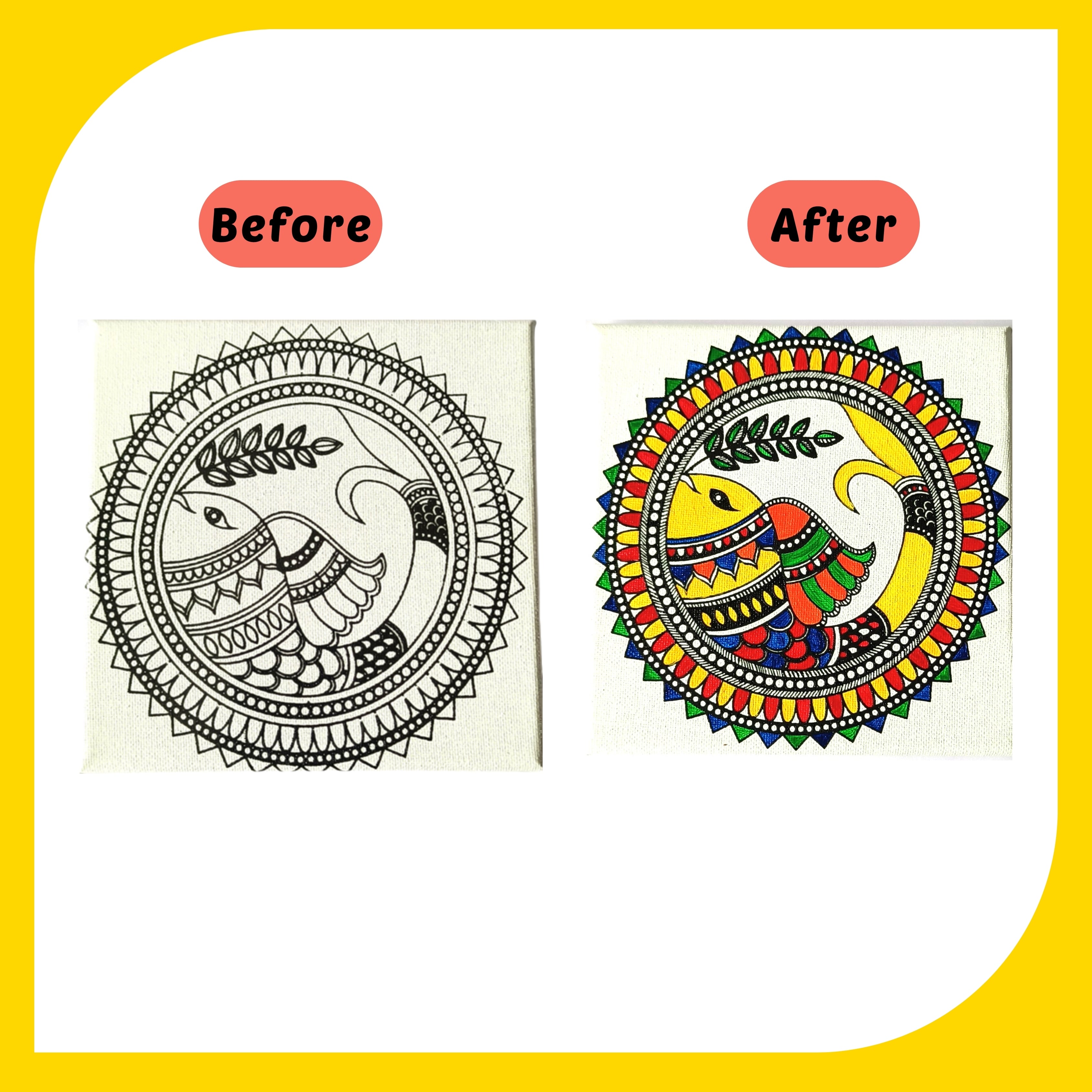Madhubani Canvas Design 1 (6"*6")