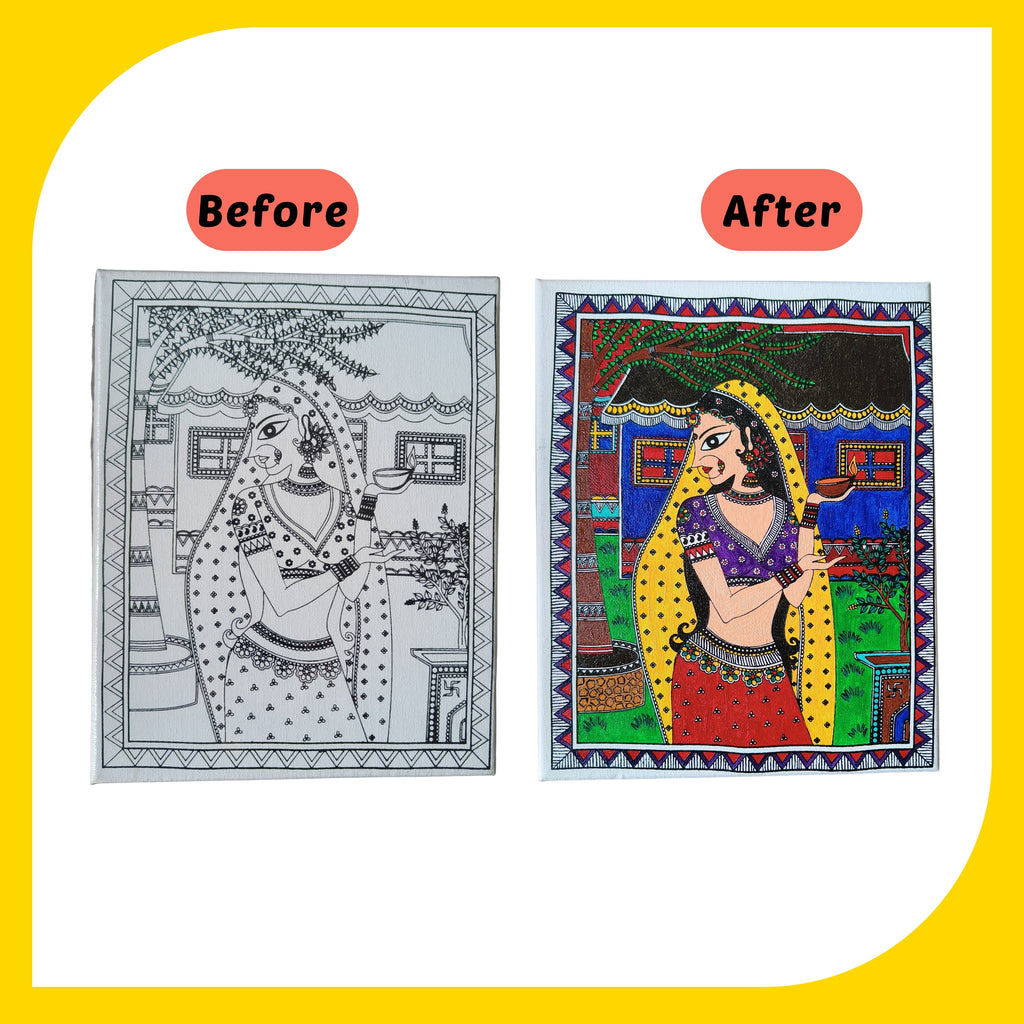Madhubani Canvas Design 7 (8"*10")