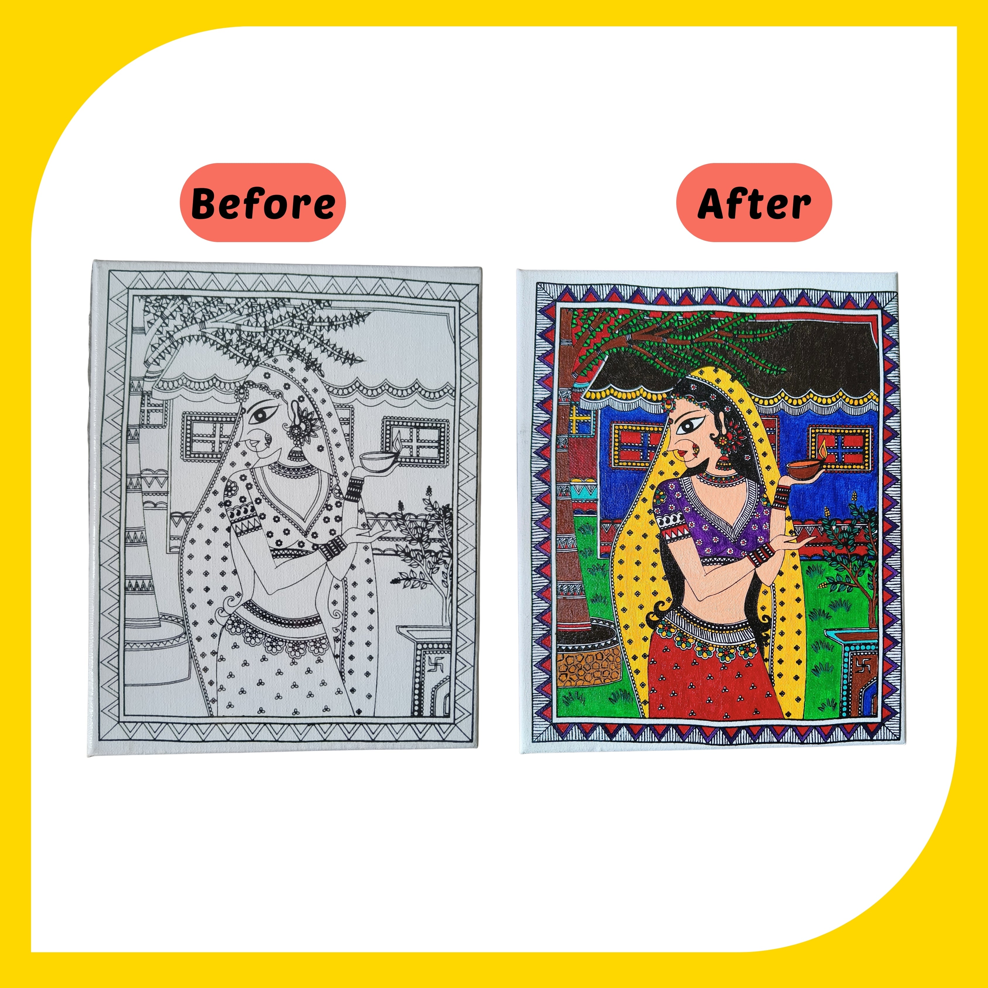 Madhubani Canvas Design 7 (8"*10")