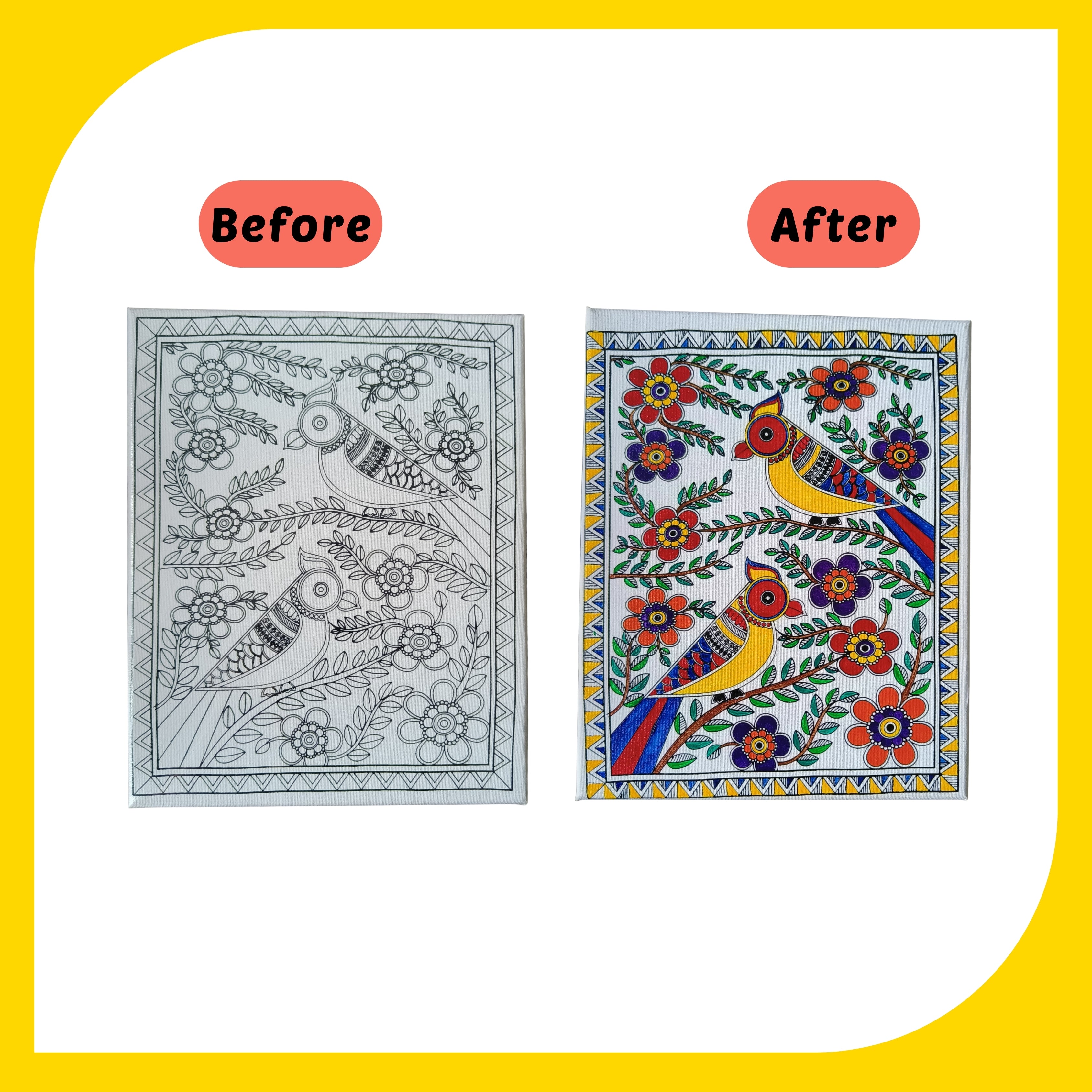 Madhubani Canvas Design 5 (8"*10")
