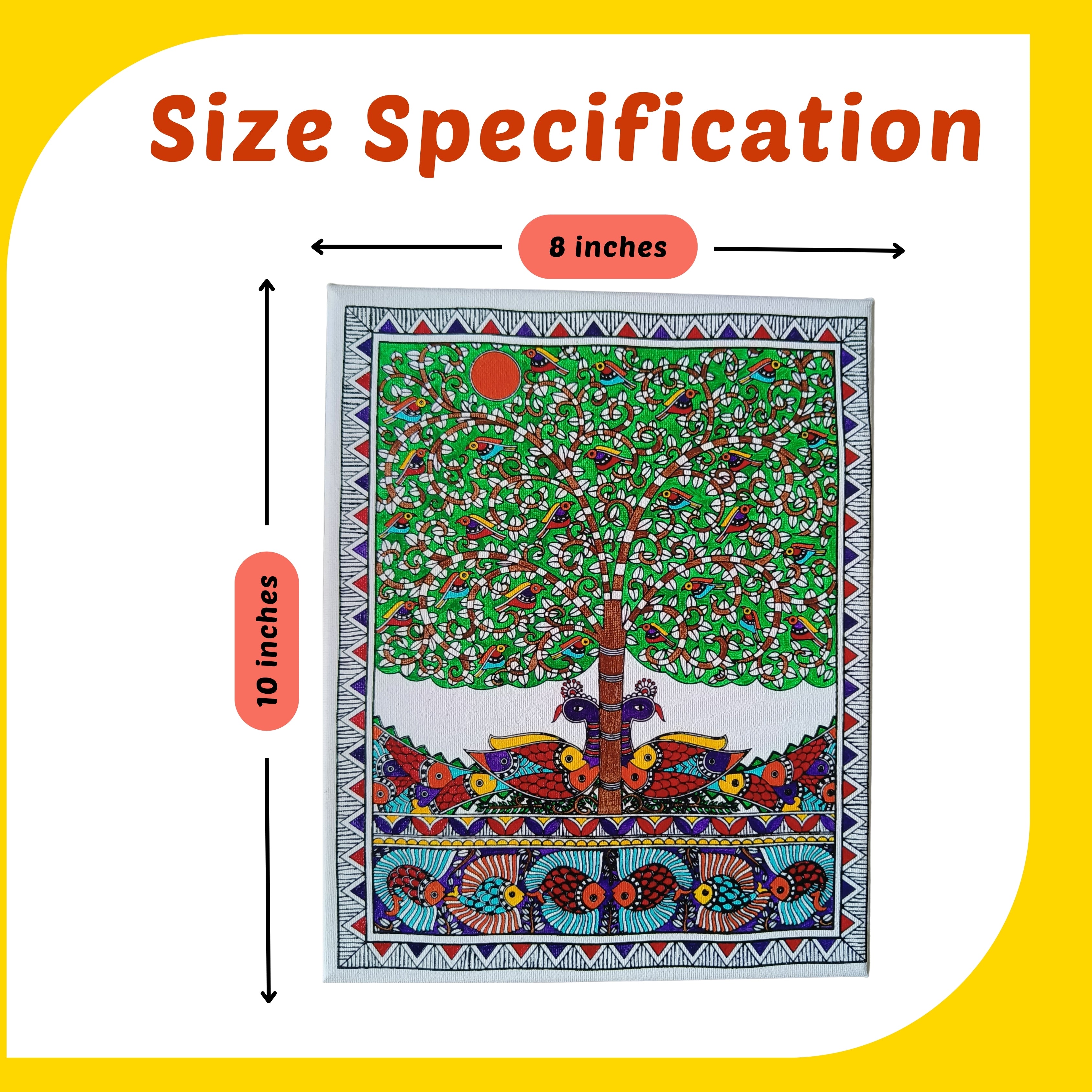 Madhubani Canvas Design 6 (8"*10")