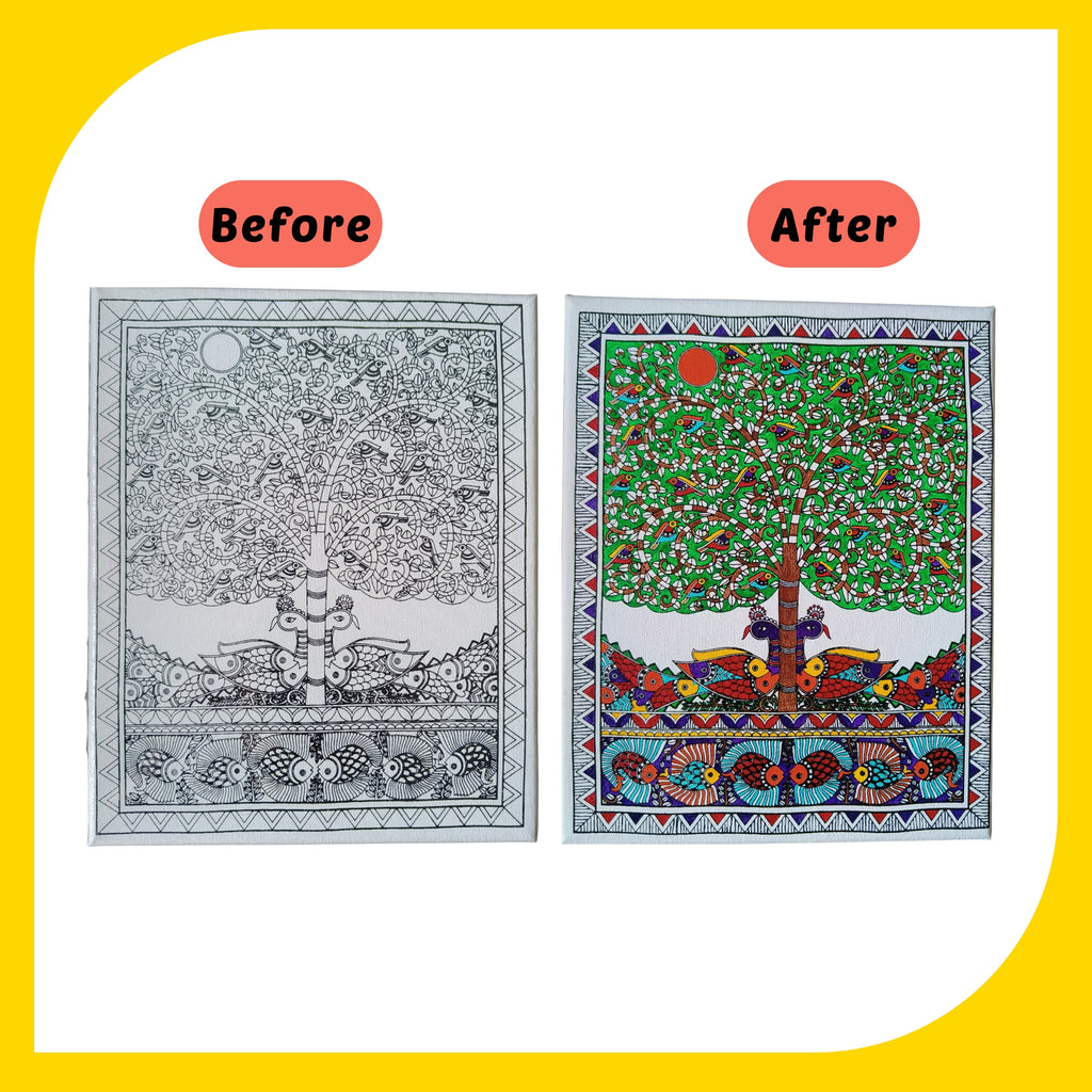 Madhubani Canvas Design 6 (8"*10")